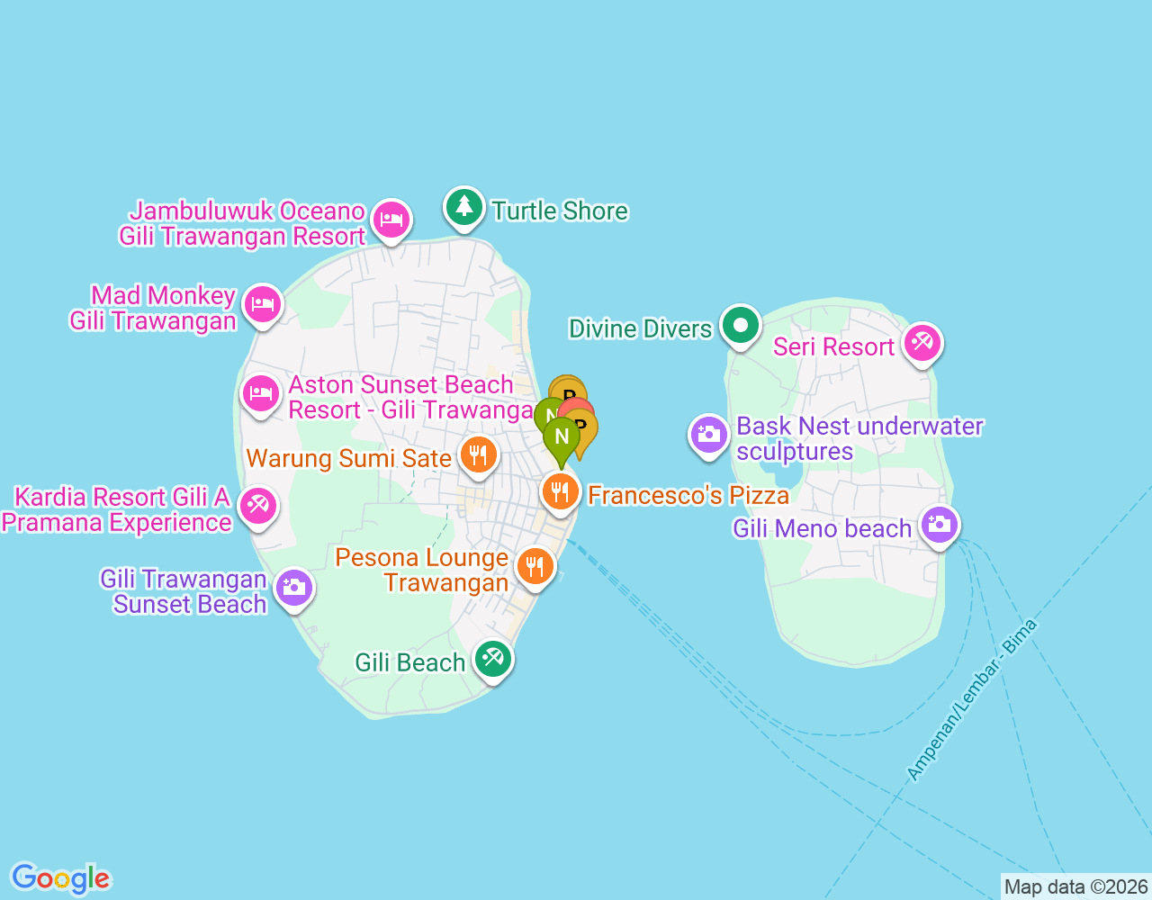Mapa da localização de Trawangan Dive Biorock