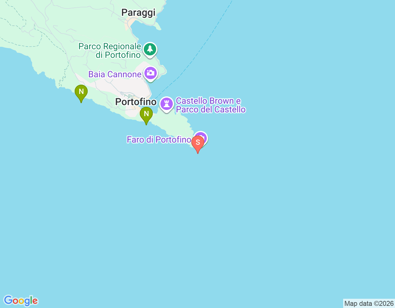 Mapa de ubicación de Punta del Faro di Portofino