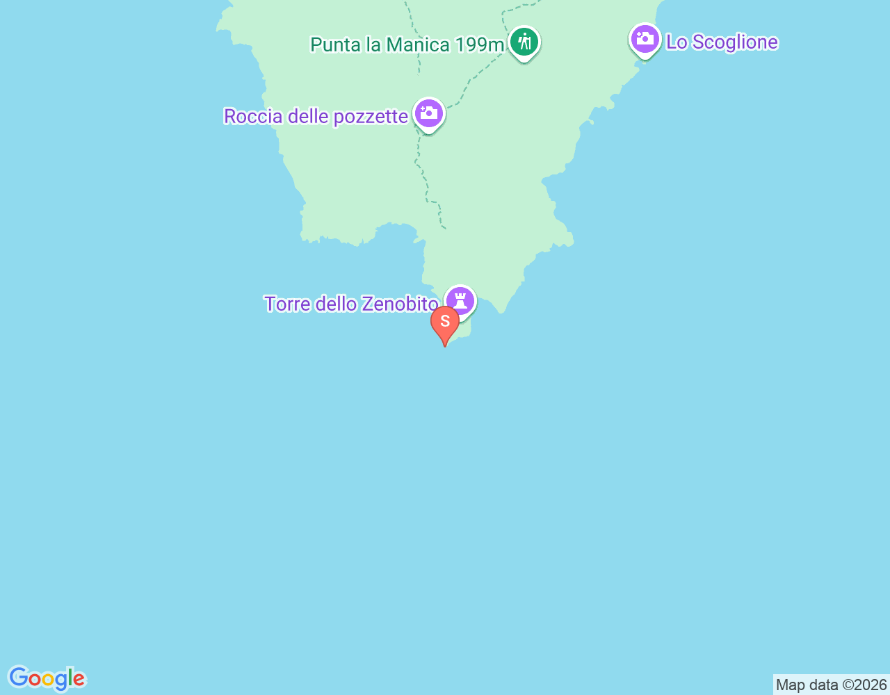 Mapa de ubicación de Punta dello Zenòbito