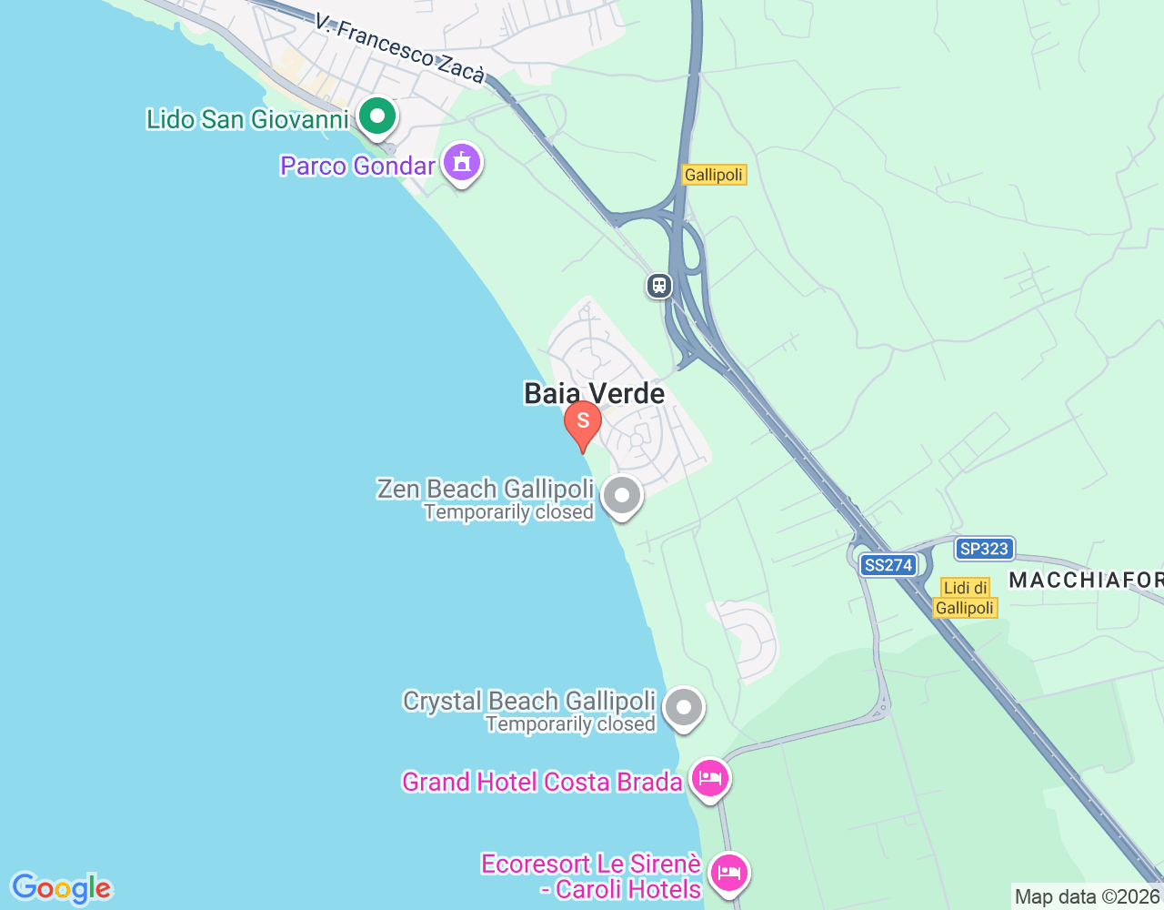 Mapa de ubicación de Salento Coast Ovest Kitesurf