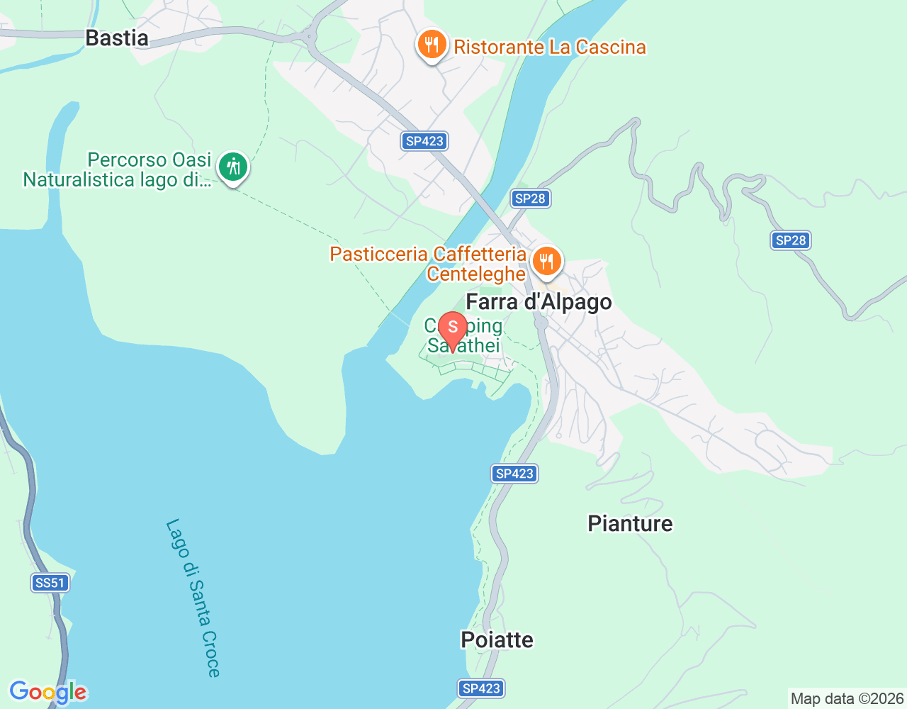 Mapa da localização de SX scuola kite Lago di Santa Croce