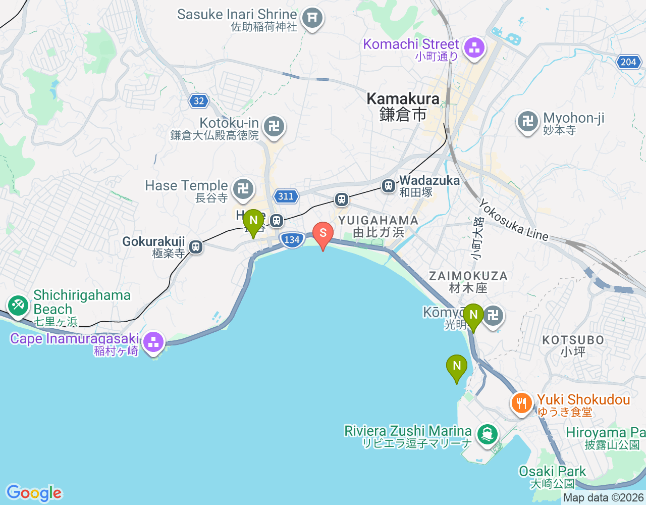 由比ヶ浜 location map