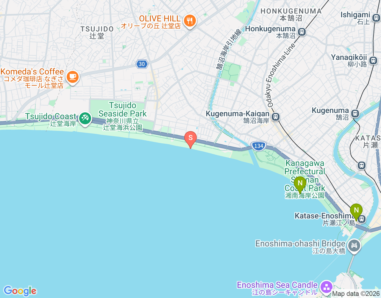 Mapa de ubicación de 辻堂海岸