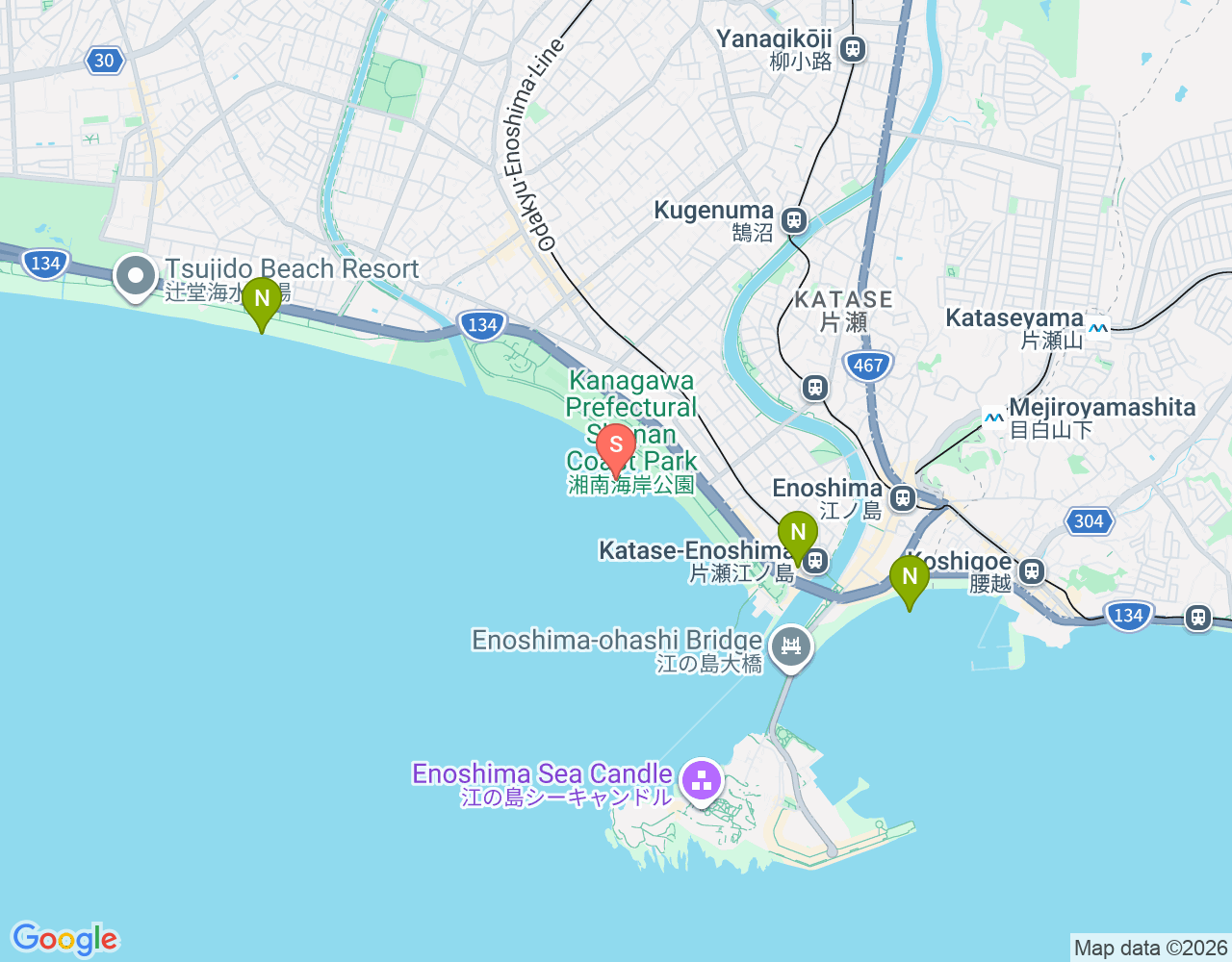片瀬西浜・鵠沼海水浴場 location map