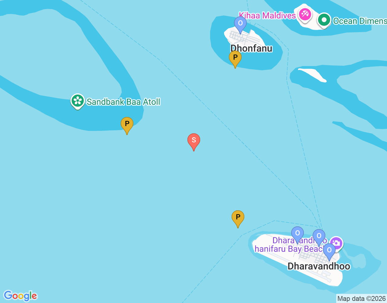 Mapa da localização de Dhonfanu thila