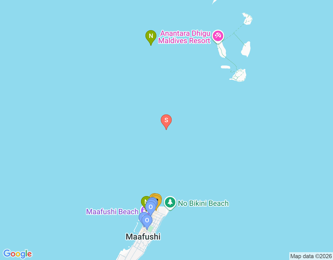 Mapa de ubicación de Maafushi Thila