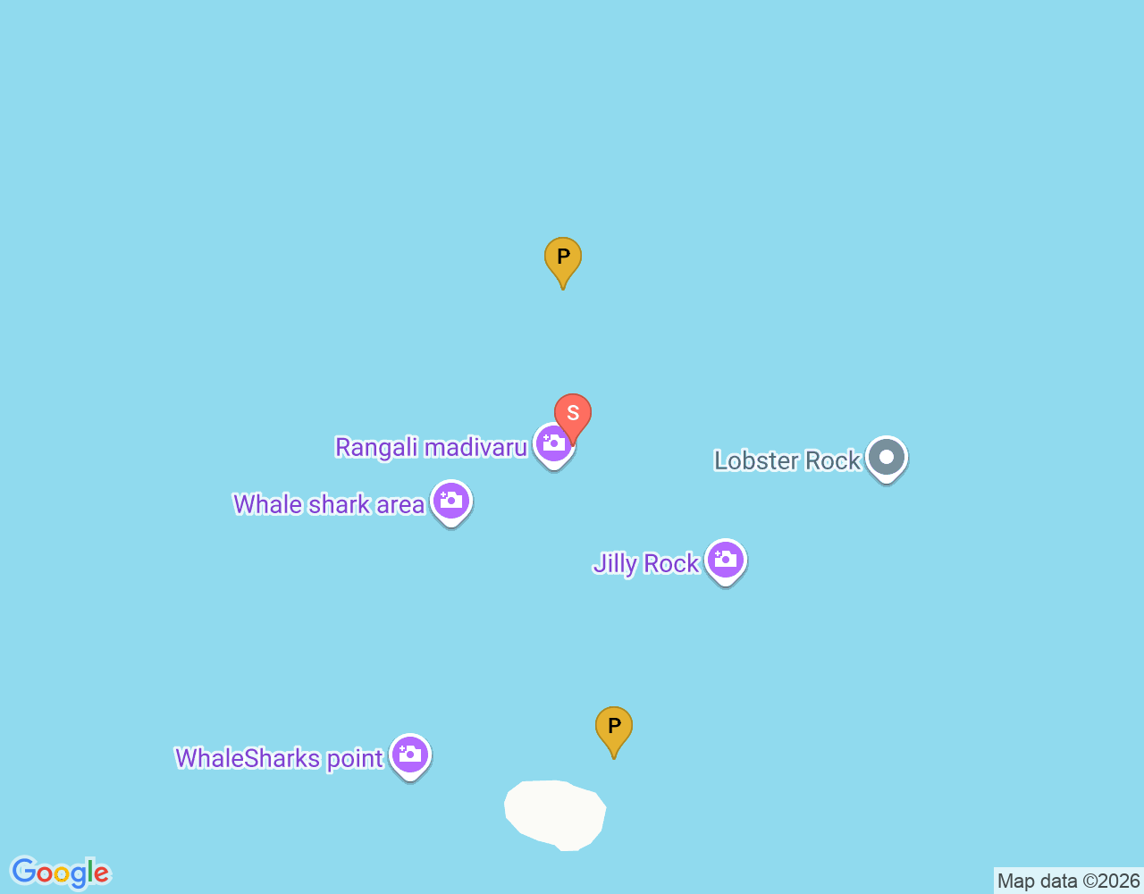 Mapa de ubicación de Rangali manta point