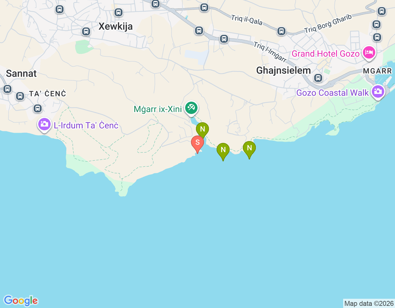 Mapa de ubicación de Ta' Ċenċ Dive Site