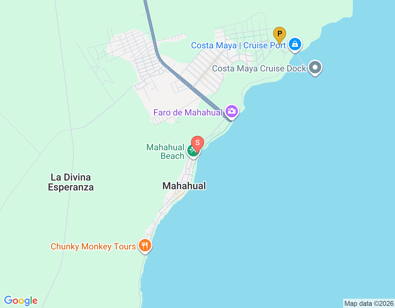 Mapa da localização de Buceando Mahahual