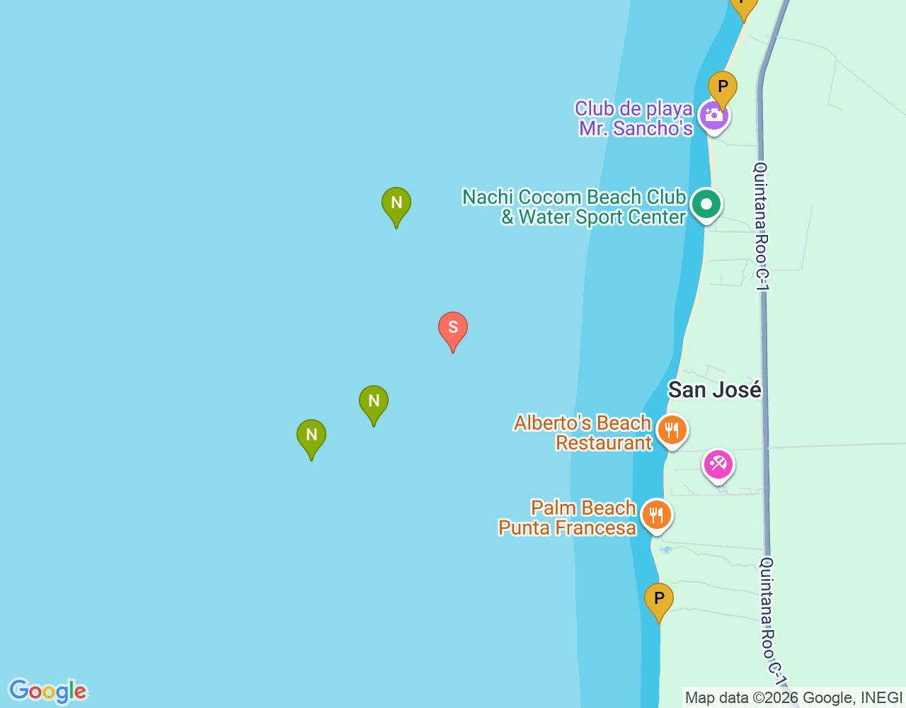Mapa de ubicación de Chankanaab Reef