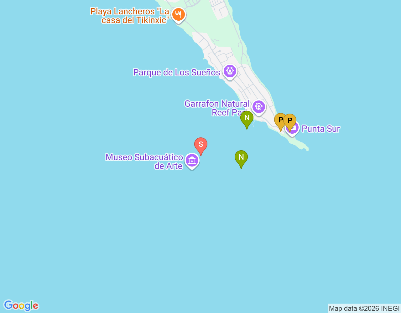 Mapa de ubicación de MUSA Cancun Underwater Museum of Art