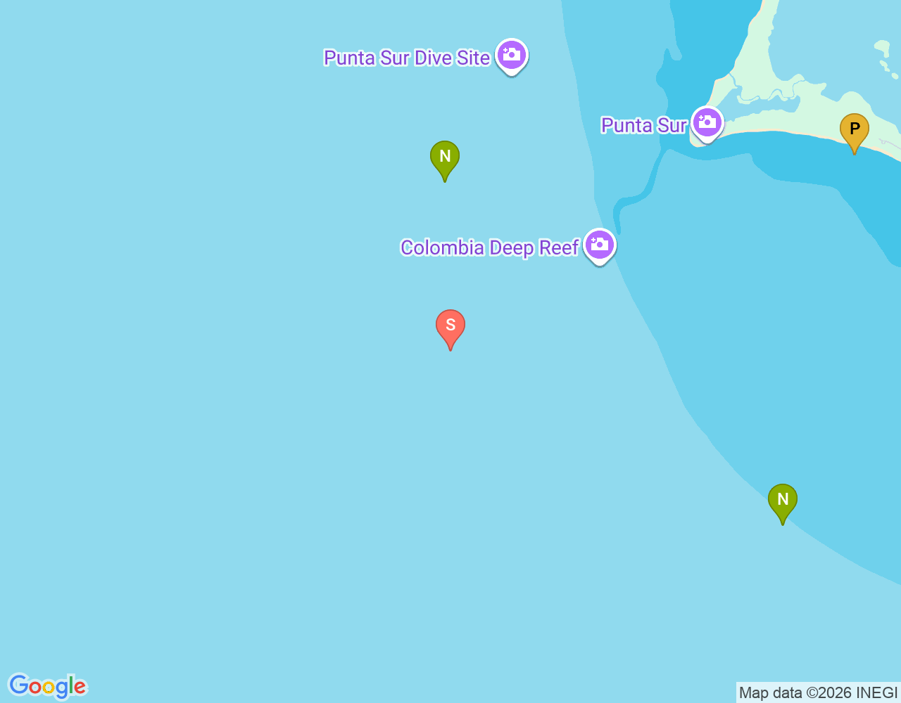 Mapa da localização de Punta Sur Reef