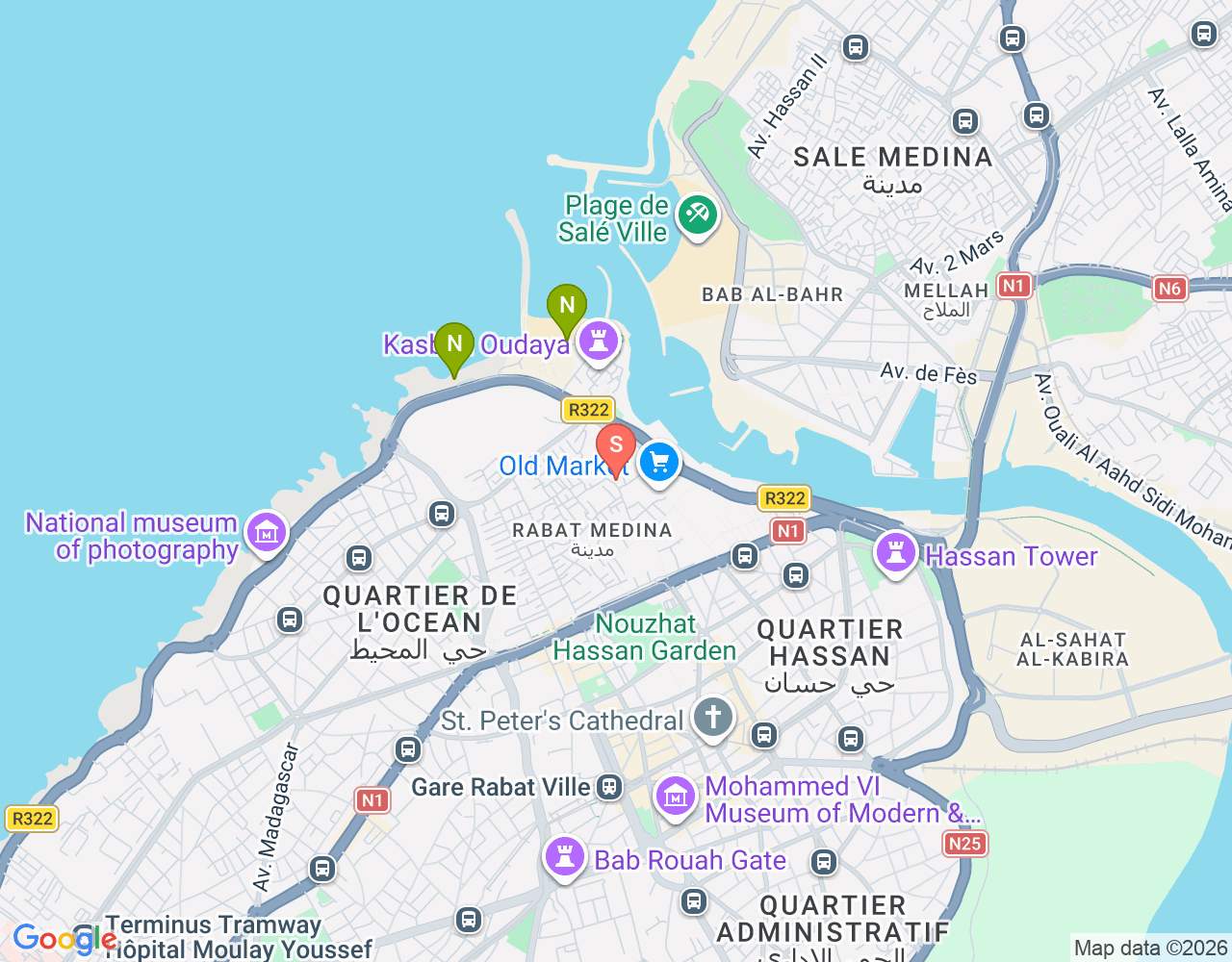 Mapa da localização de Médina Surfing