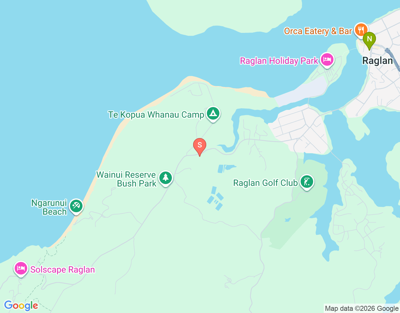 Raglan Longboards location map
