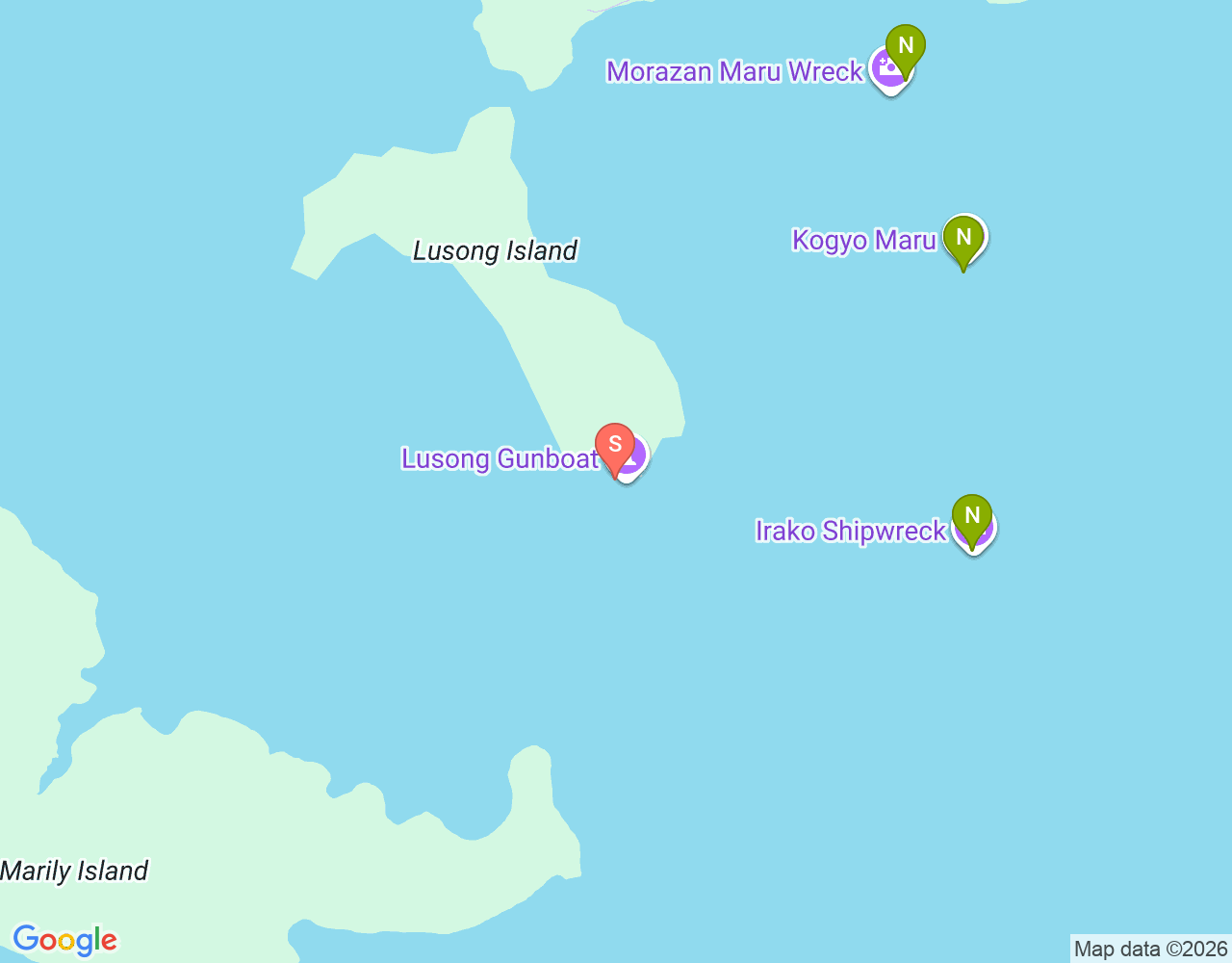 Mapa da localização de Lusong gunboat