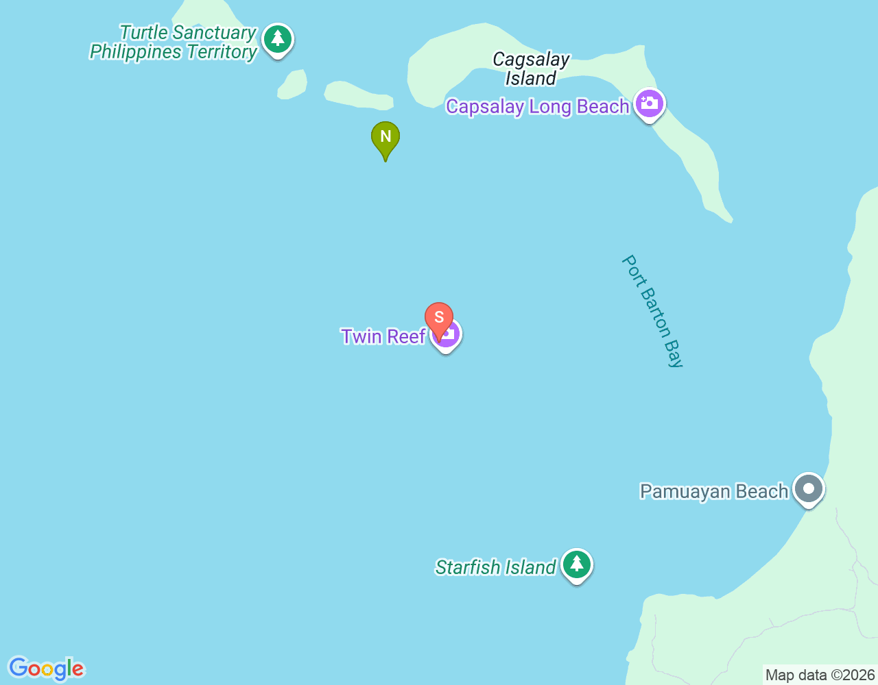 Mapa da localização de Twin Reef