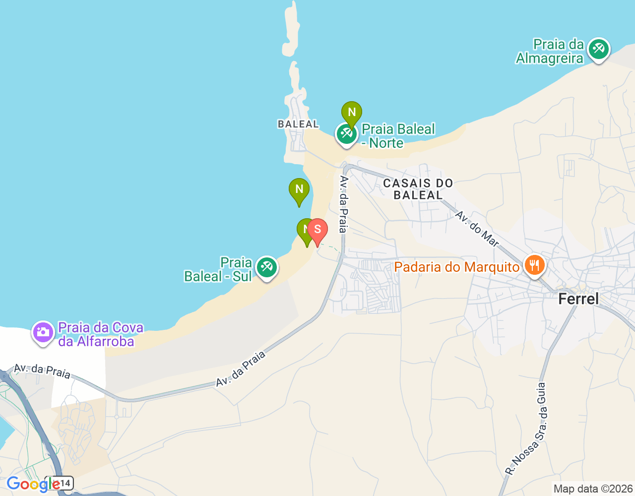 Mapa de ubicación de Baleal Surfers Point