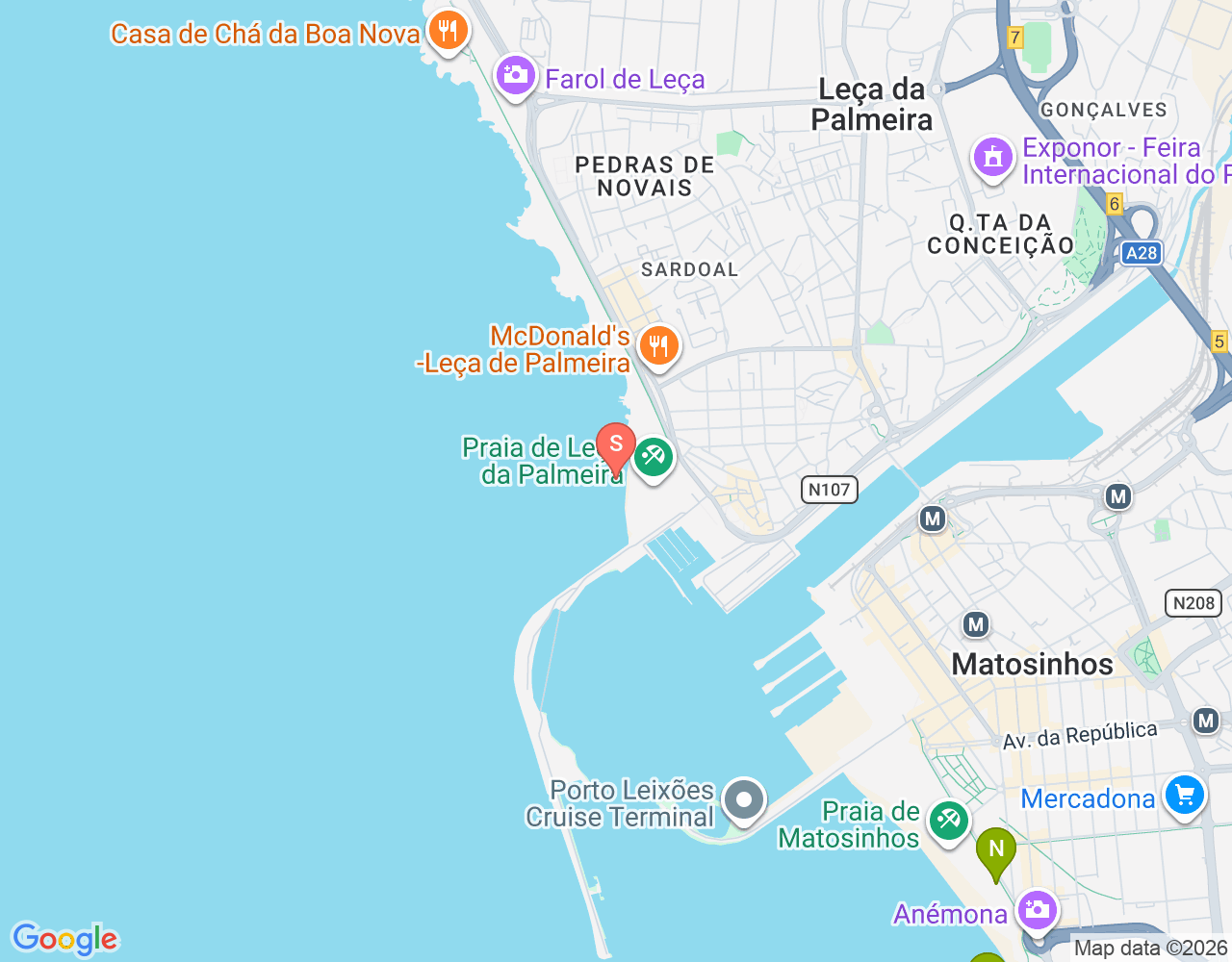 Mapa de ubicación de Leça