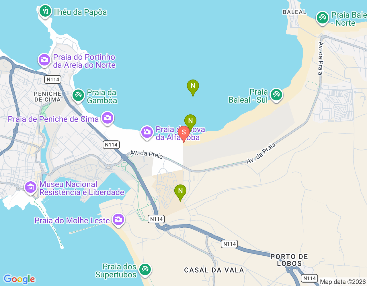Mapa de ubicación de Praia da Baía