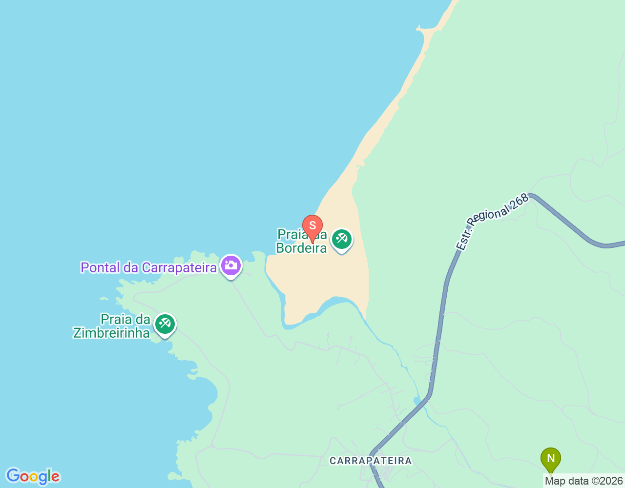 Mapa de ubicación de Praia da Bordeira
