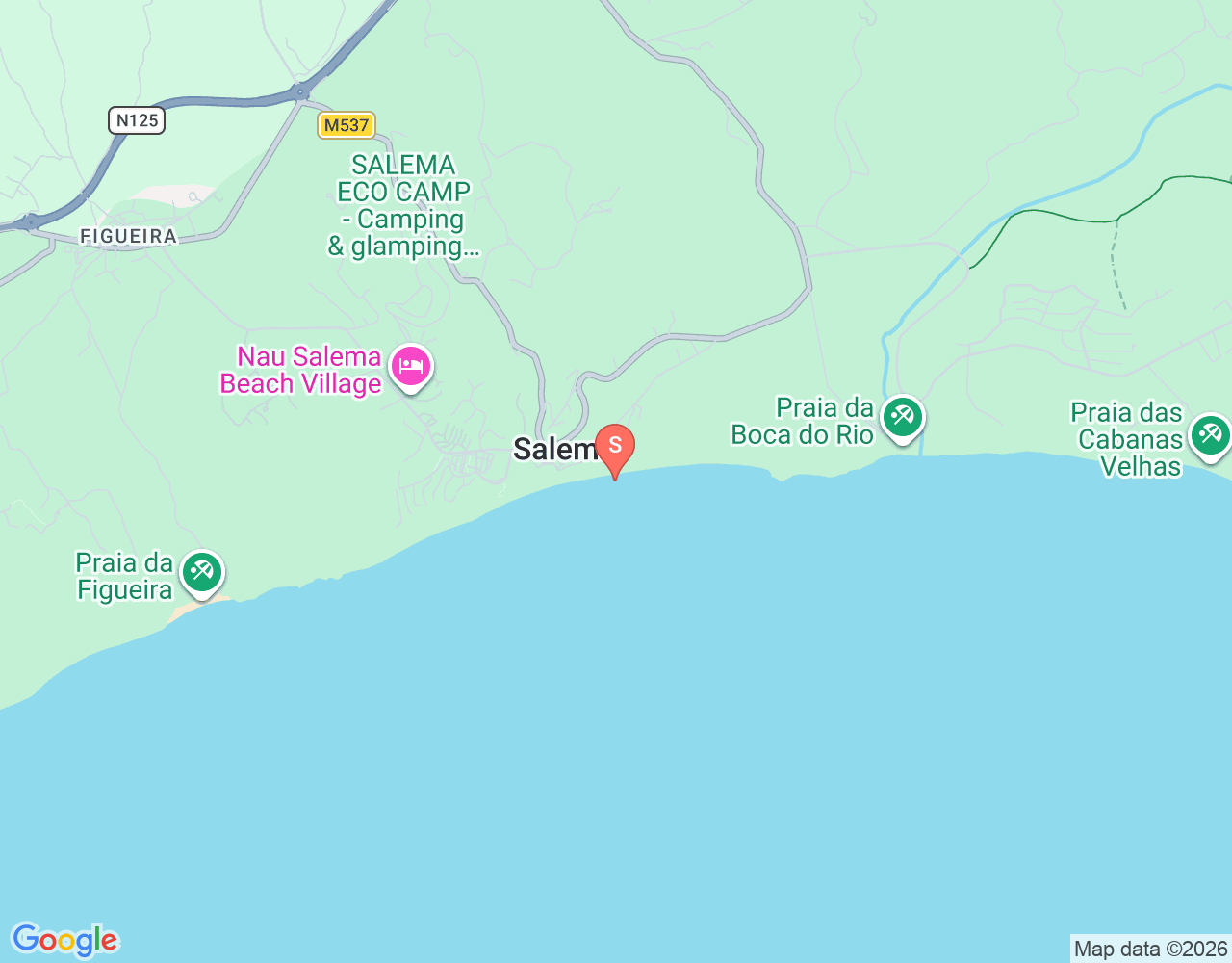 Mapa de ubicación de Praia da Salema