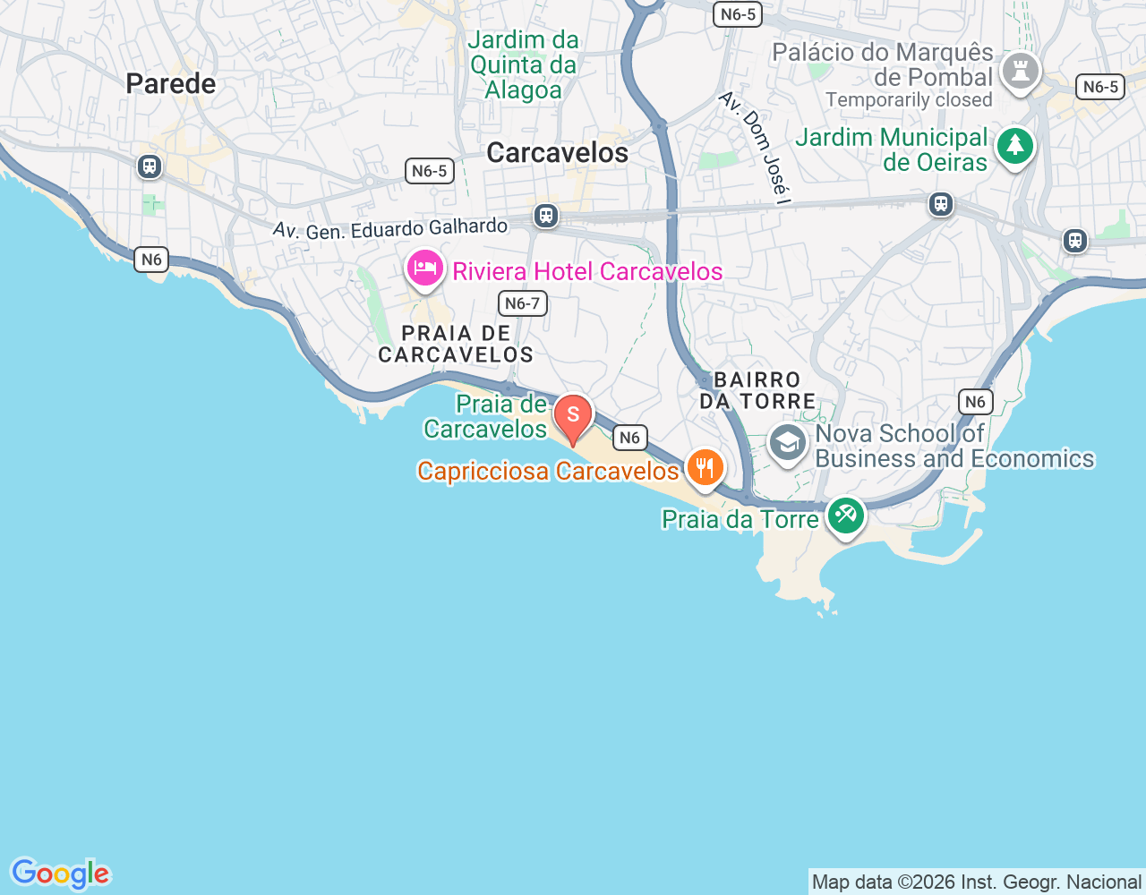 Mapa de ubicación de Praia de Carcavelos