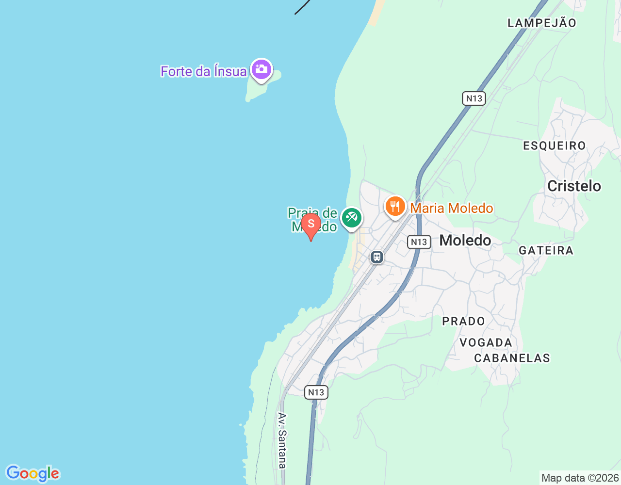 Mapa de ubicación de Praia de Moledo