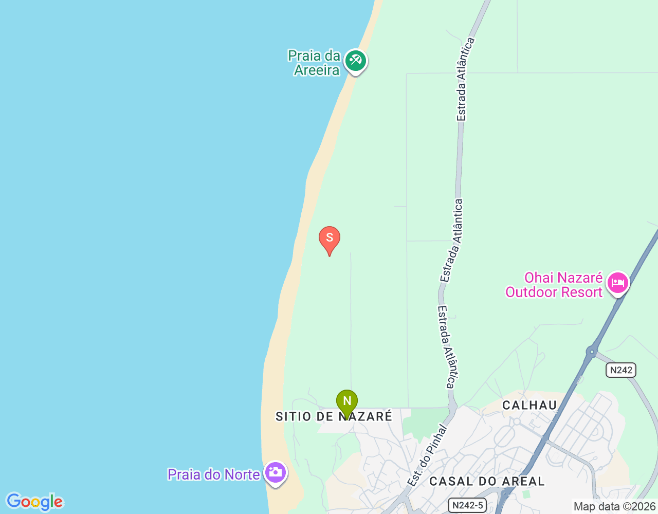 Mapa de ubicación de Praia do Norte