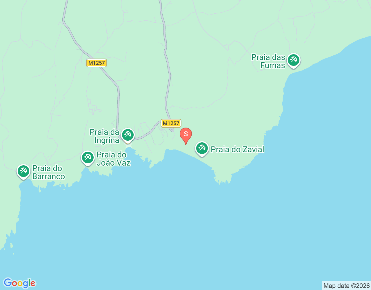 Mapa de ubicación de Praia do Zavial