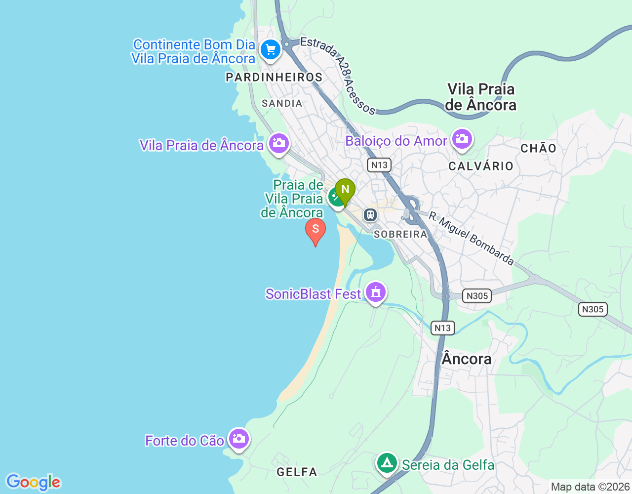 Mapa de ubicación de Vila Praia de Ancora