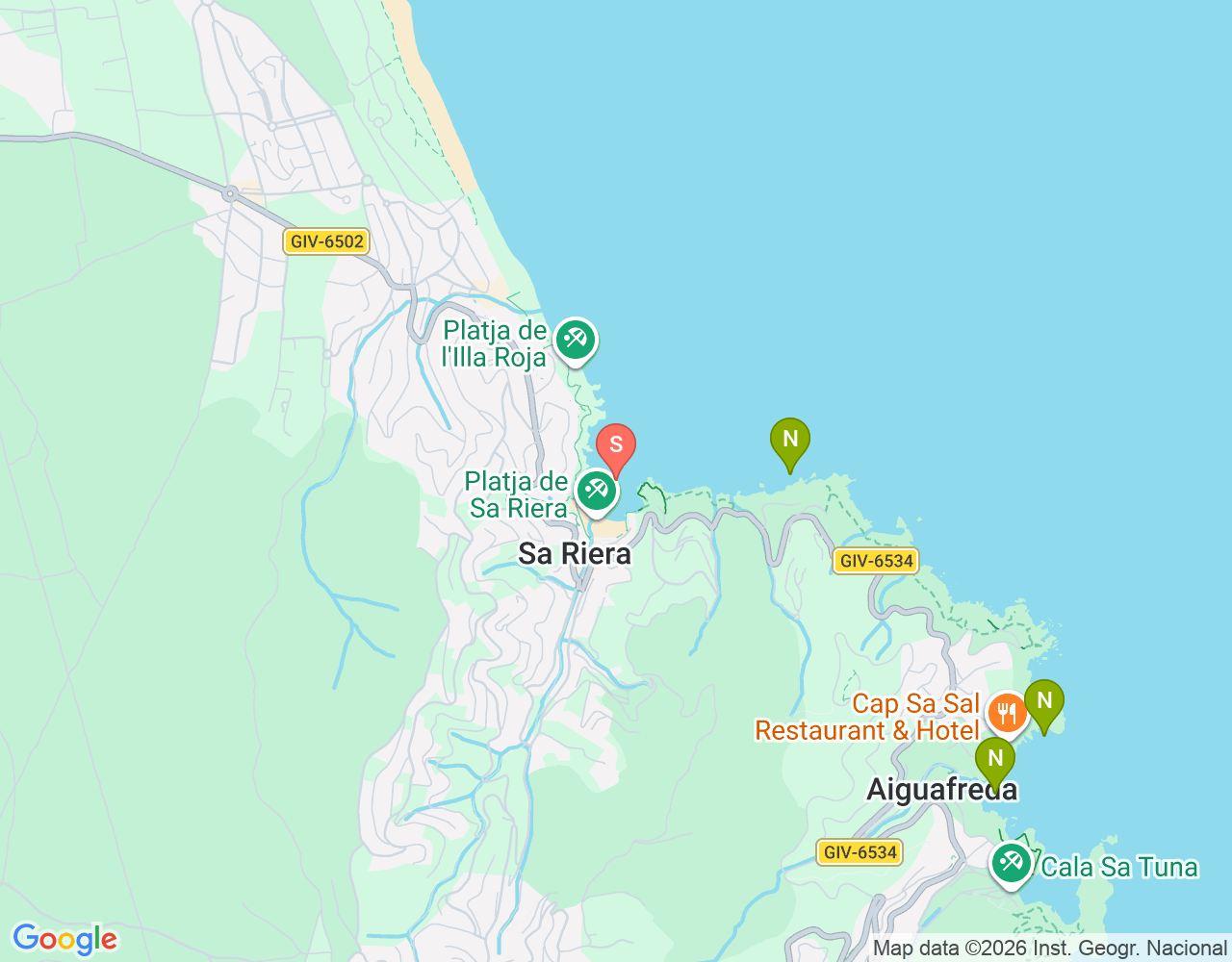 Mapa da localização de Cala de sa Riera