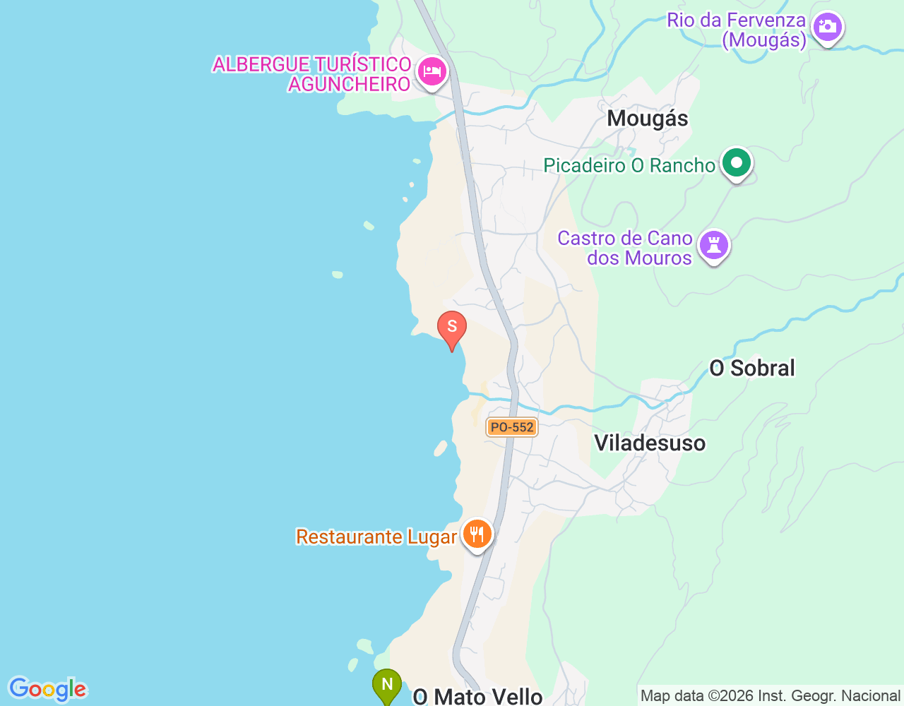 Mapa da localização de Cantos Mougas