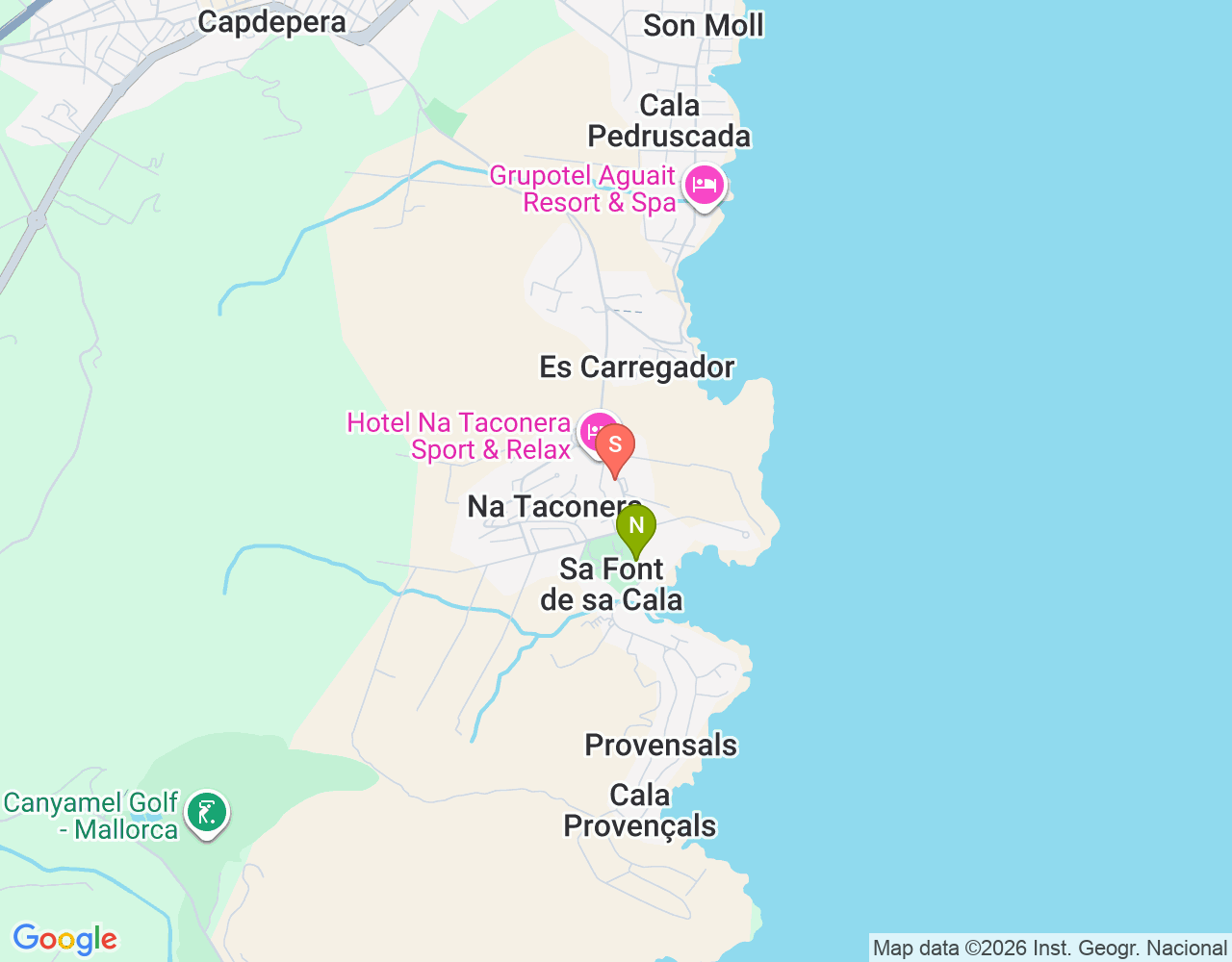 Mapa da localização de Dive & Fun Font de sa Cala