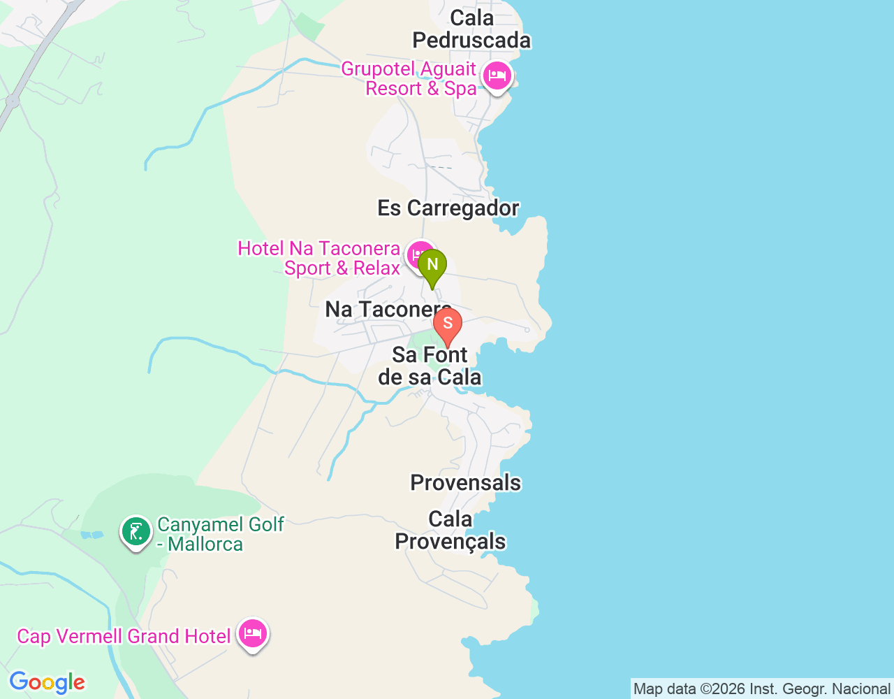 Mapa da localização de Dive & Fun Font de Sa Cala