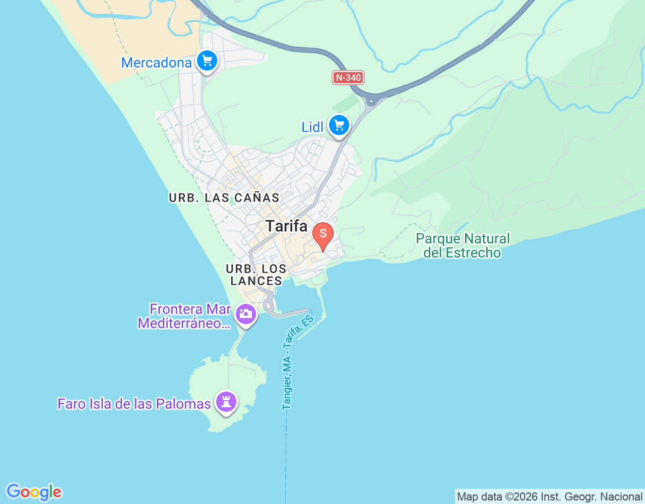 Mapa da localização de Kiteboarding Club Tarifa