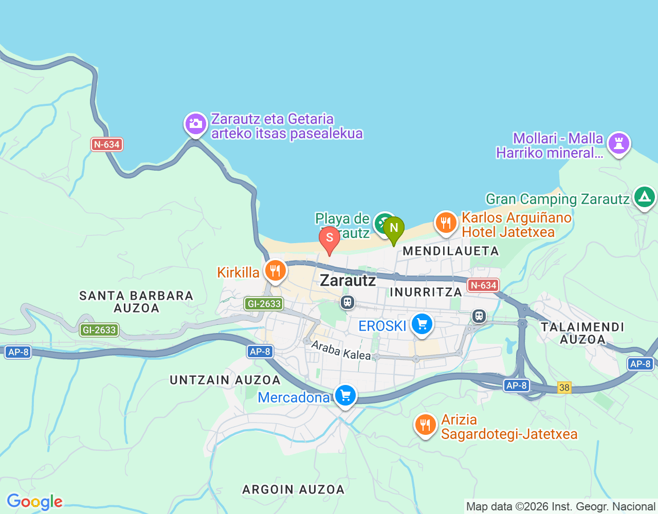 Mapa de ubicación de North Shore Surf Eskola Zarautz