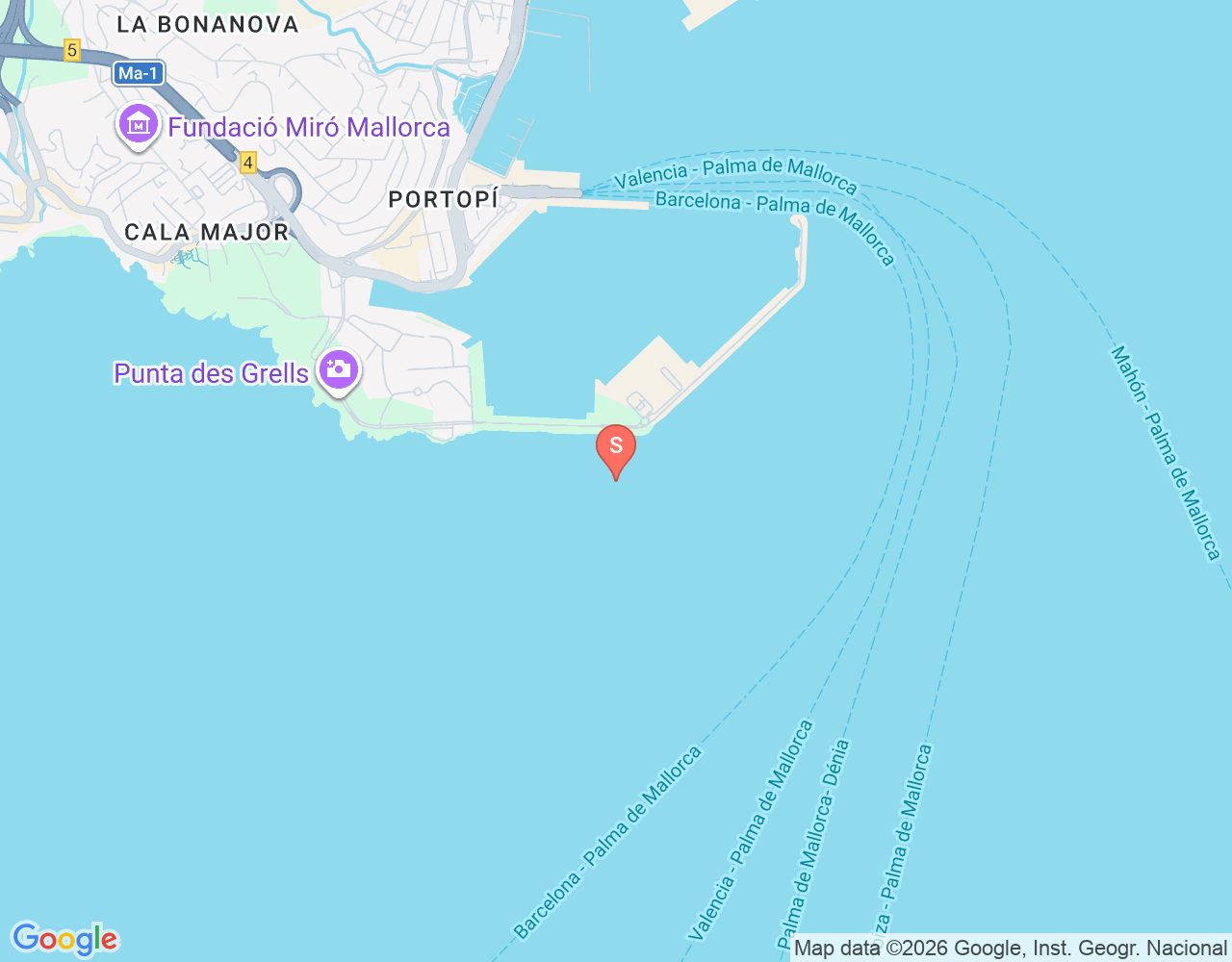 Mapa da localização de Palma Wracks