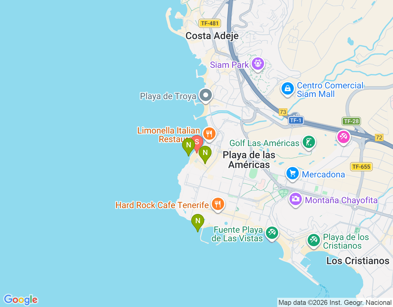 Mapa da localização de Playa de las Américas