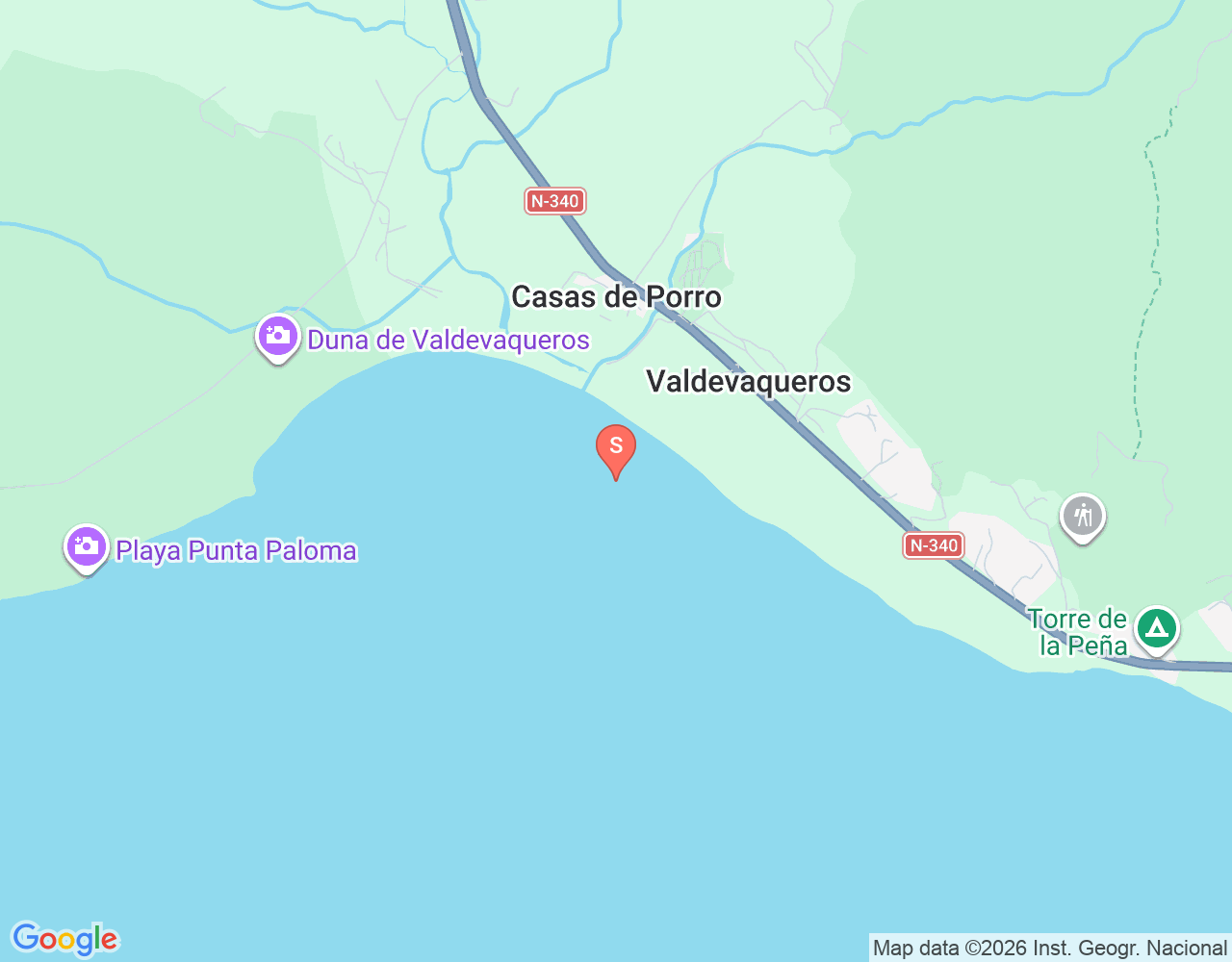 Mapa de ubicación de Playa de Valdevaqueros