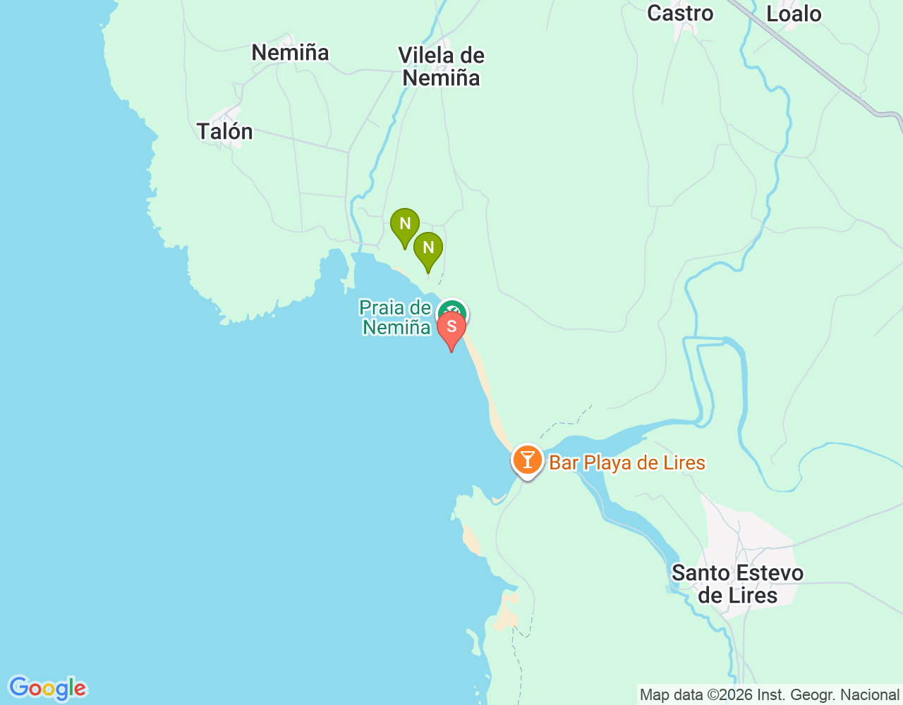 Praia de Nemiña location map