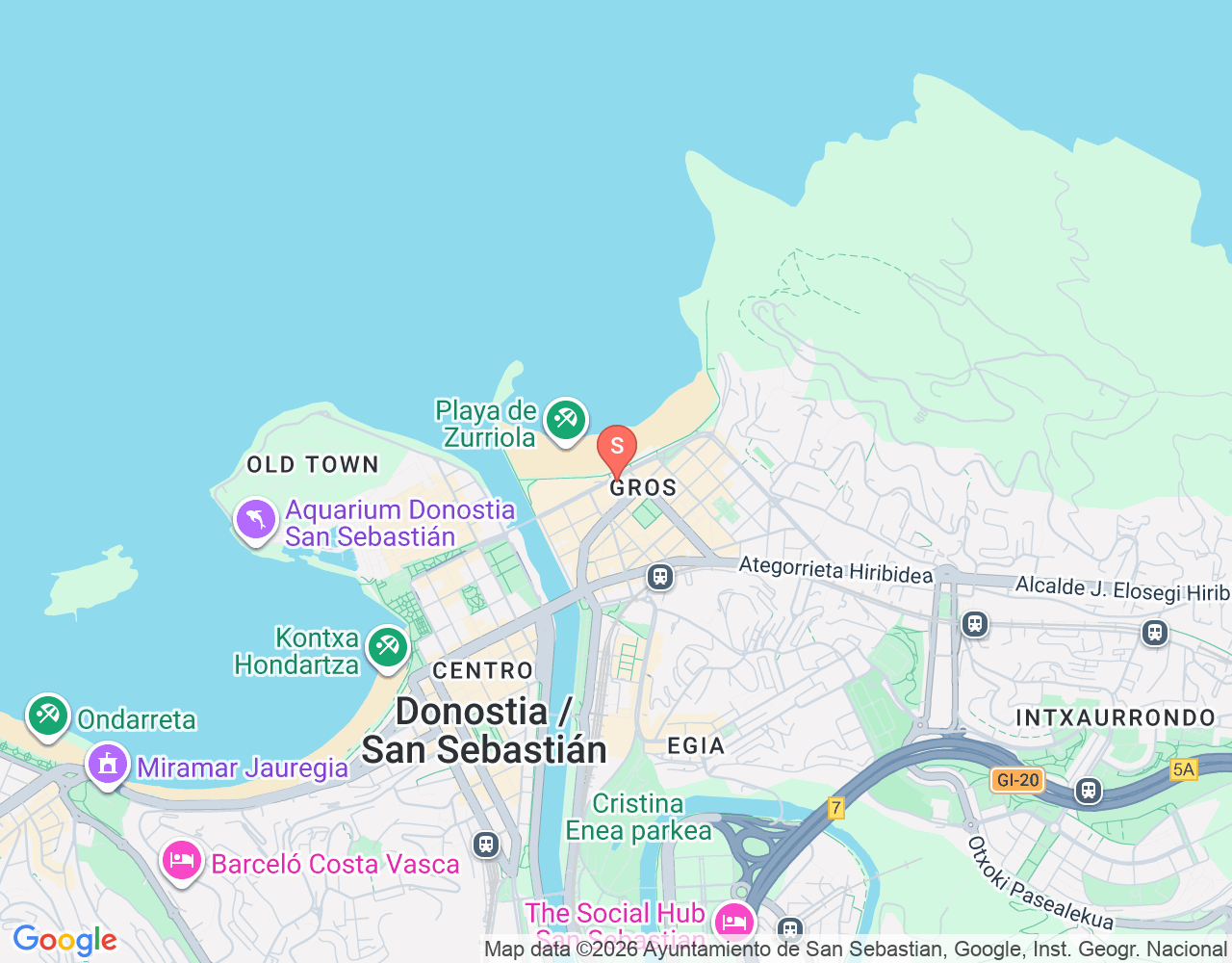Mapa de ubicación de Pukas Surf Eskola