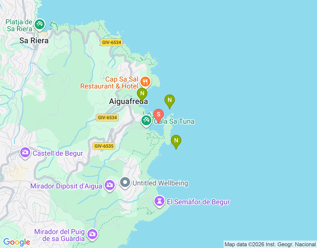 Mapa da localização de Sa Tuna