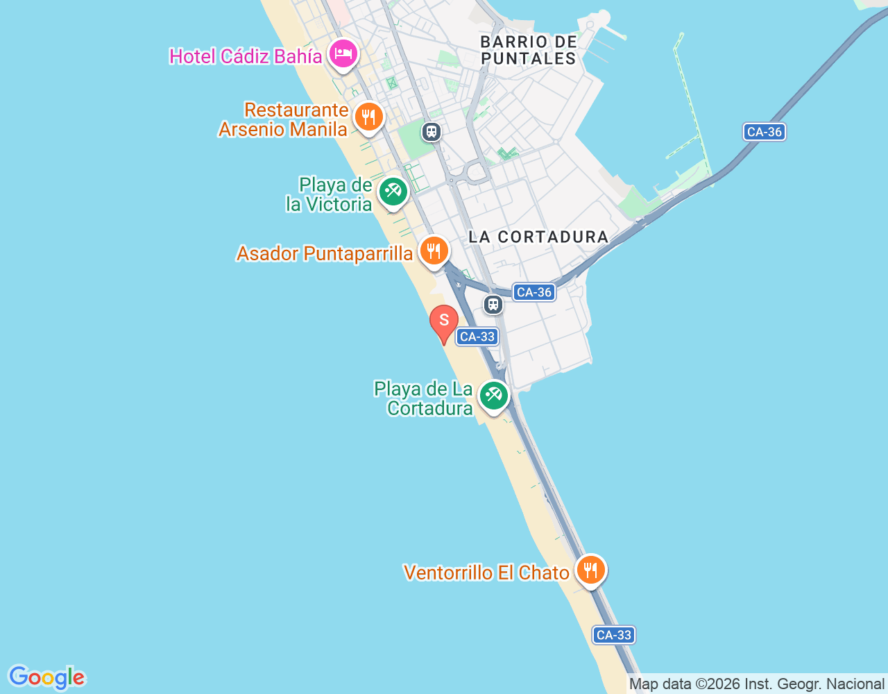 Mapa de ubicación de Zona de Surf Cortadura