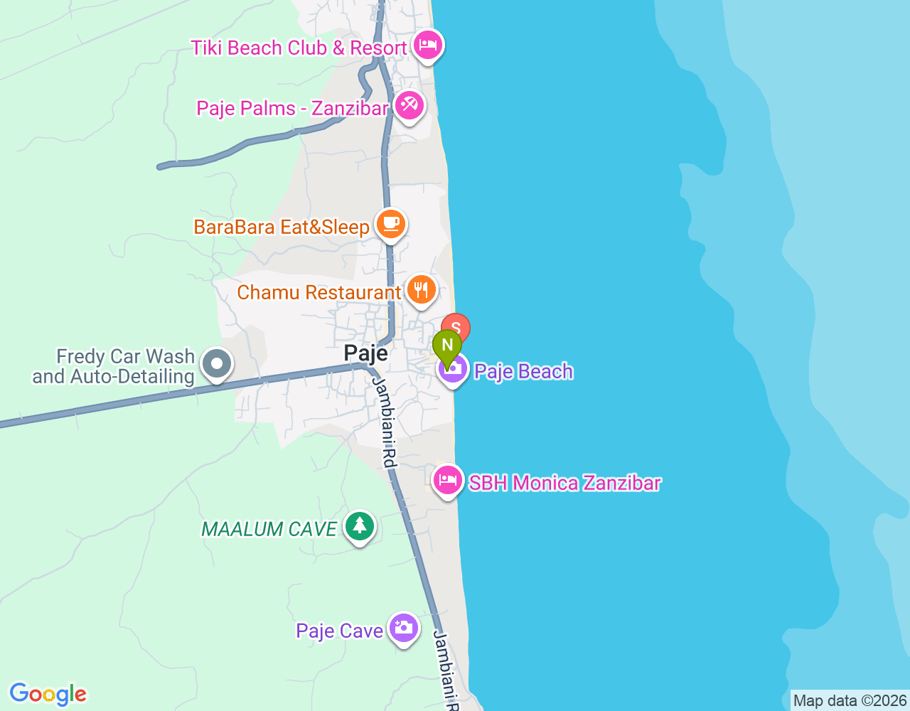 Kite N Surf Zanzibar location map