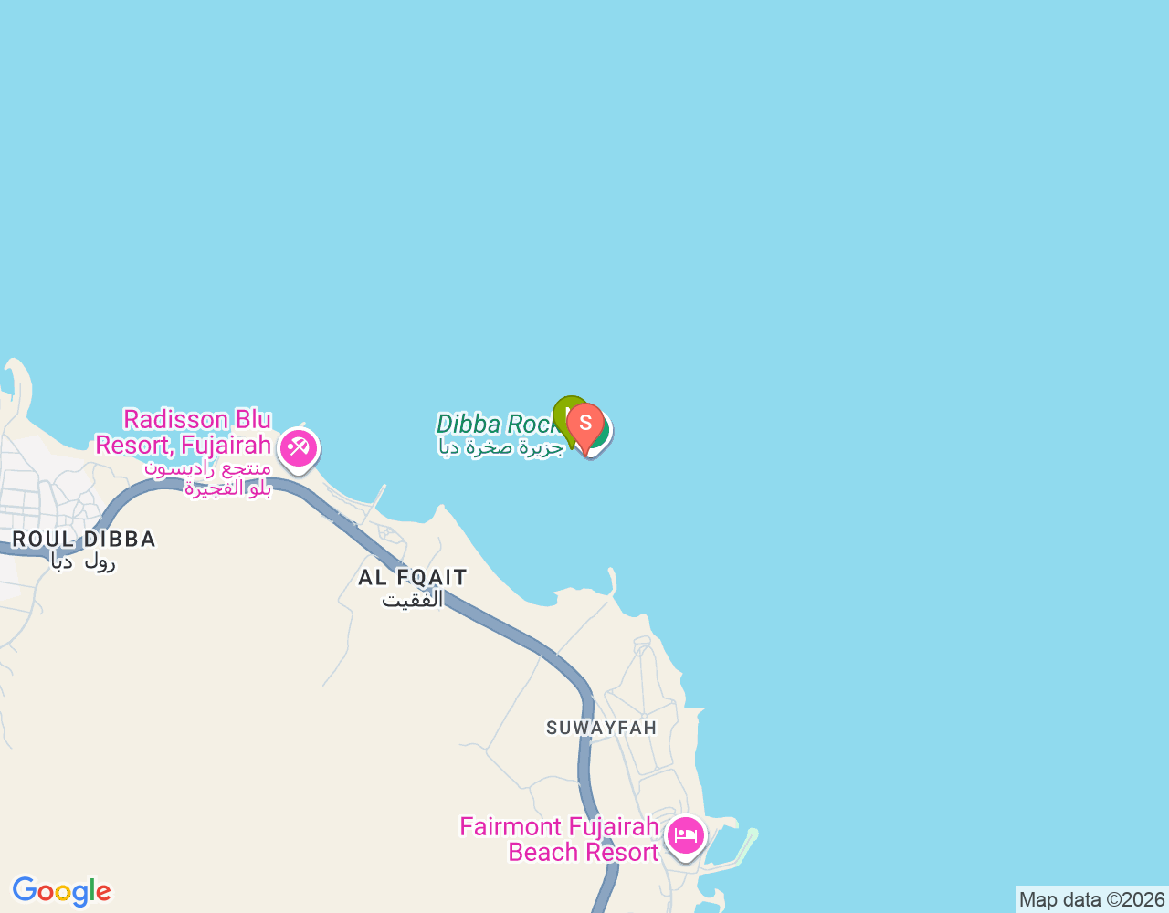 Mapa da localização de Dibba Rock Reef