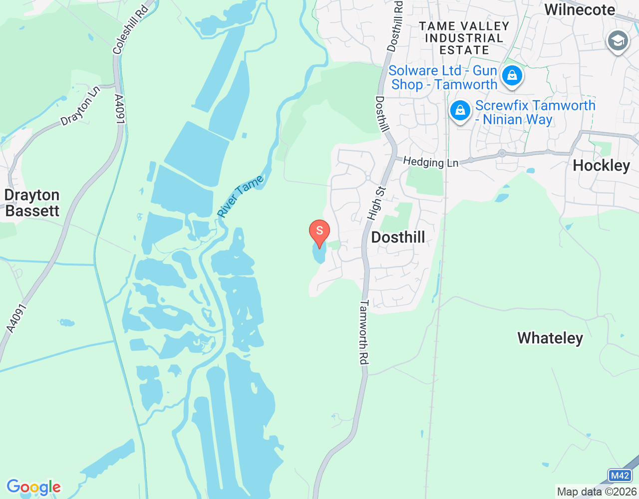 Mapa da localização de Dosthill Quarry