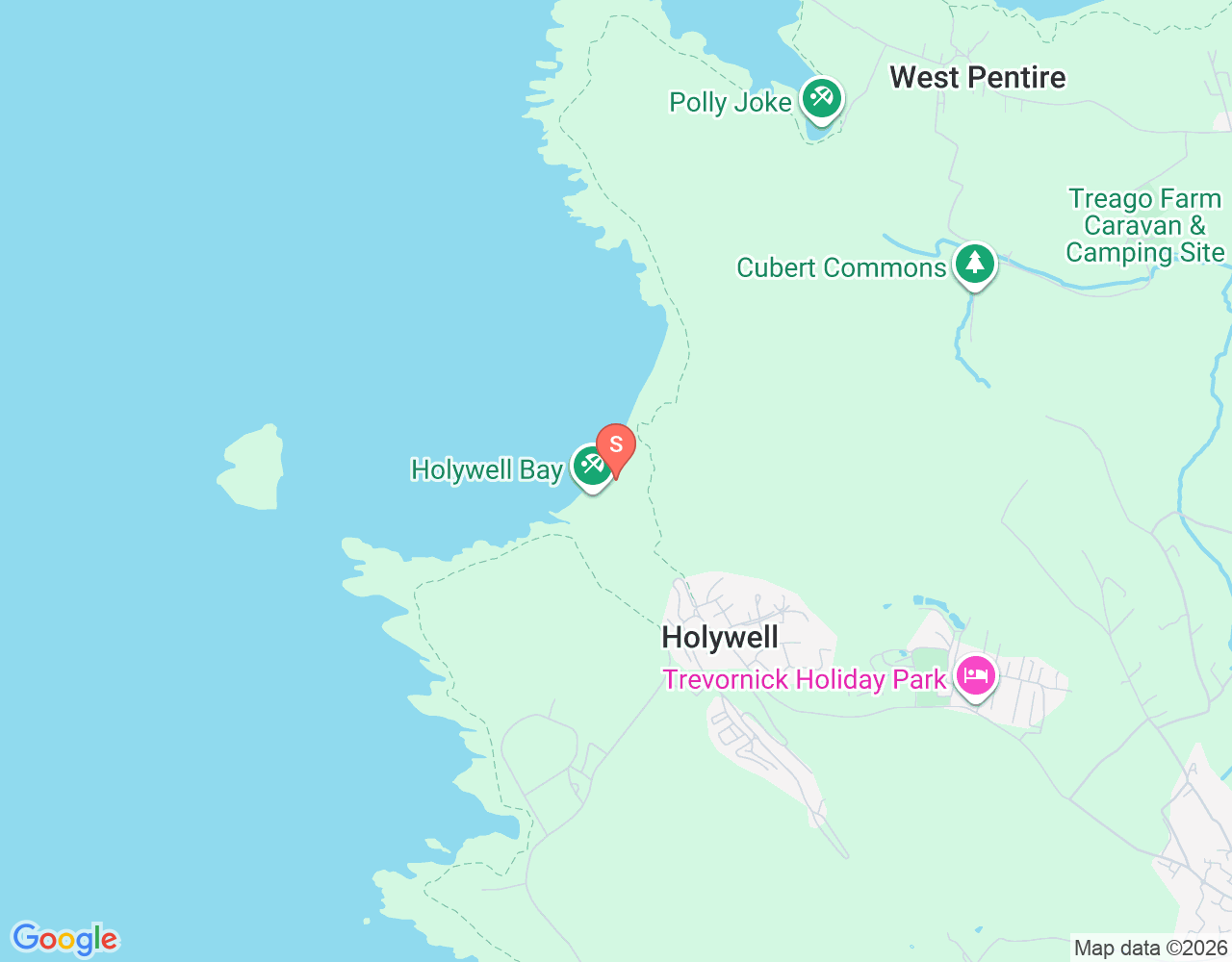 Mapa da localização de Holywell Bay School of Surf