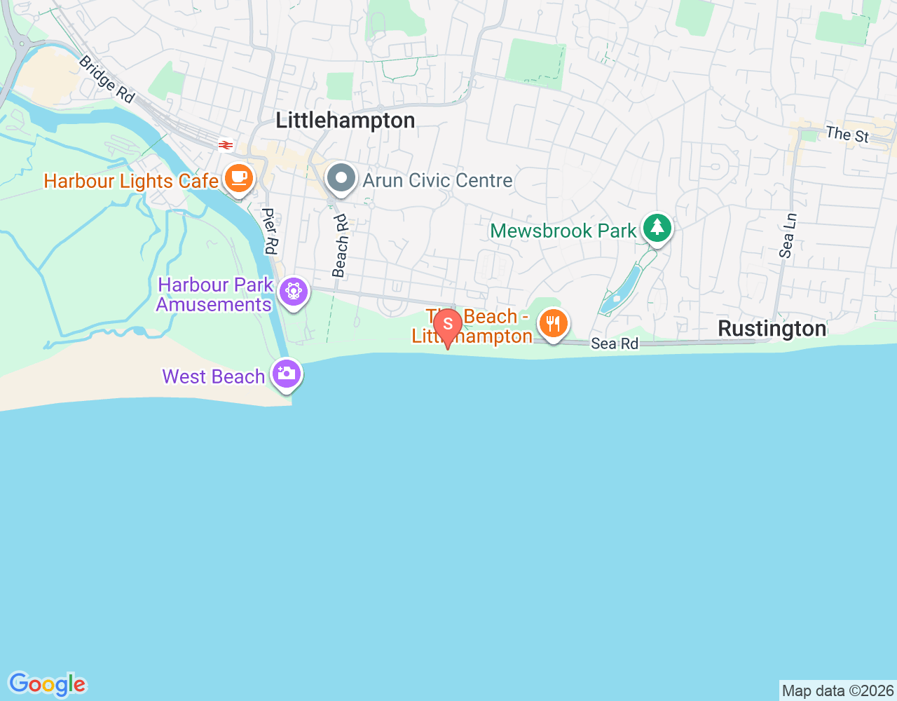 Mapa da localização de Littlehampton East Beach