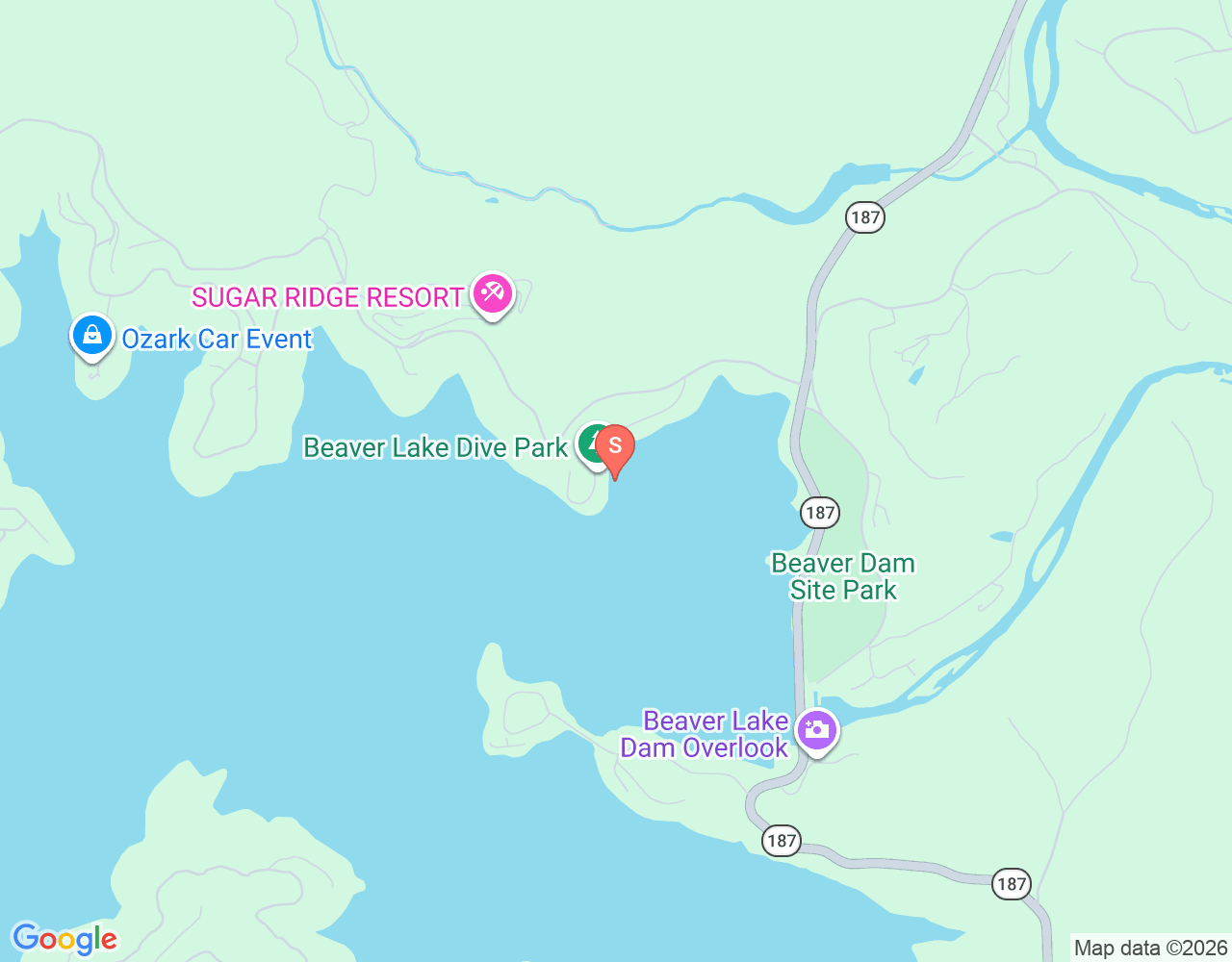 Beaver Lake Dive Park location map