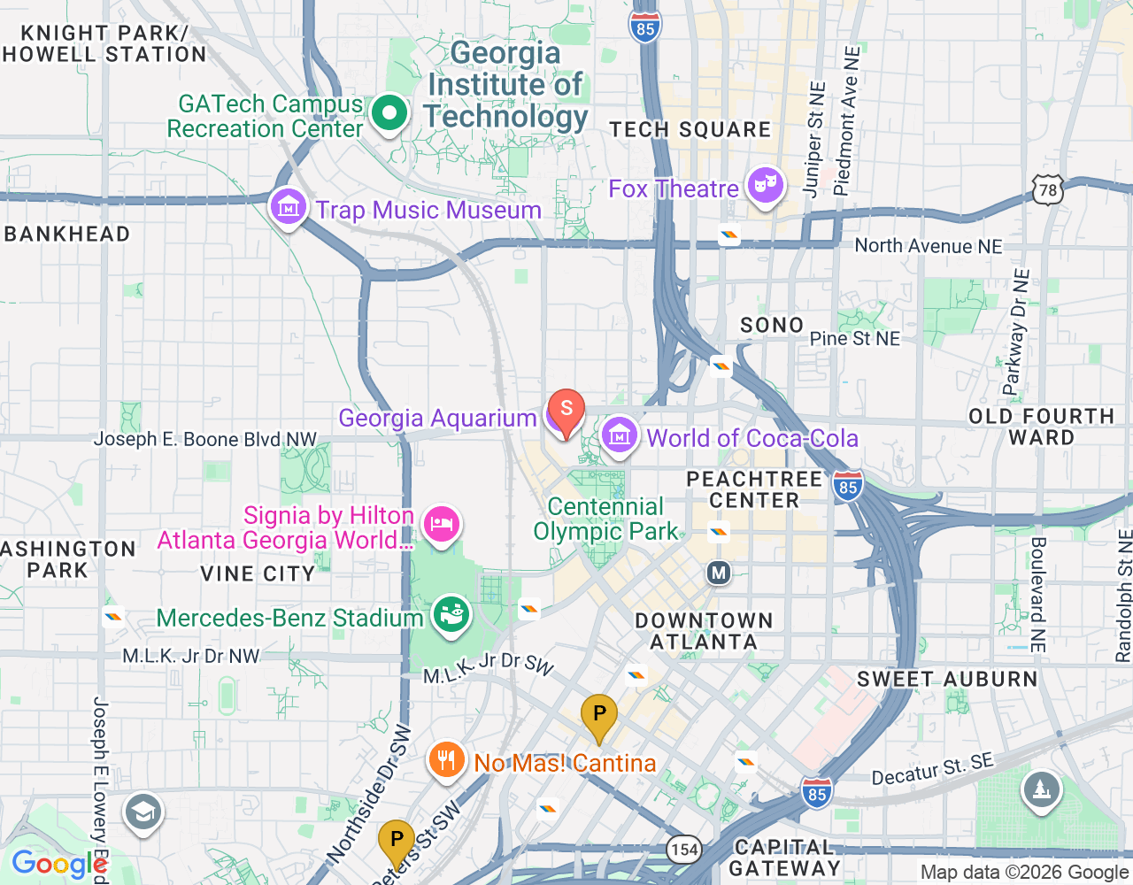 Mapa da localização de Georgia Aquarium